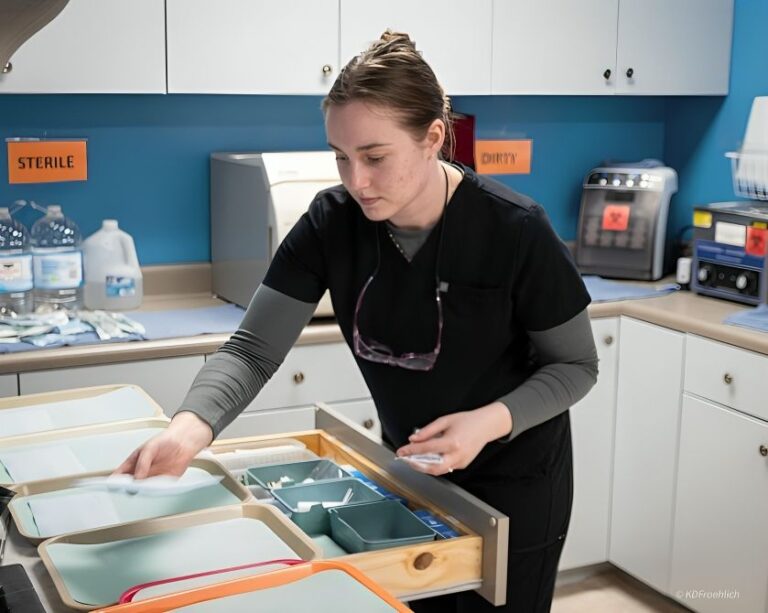 dental team member preparing instruments west coxsackie